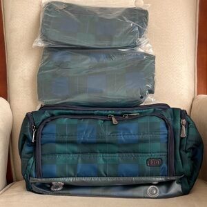 NWT Lug Trolley XL 3-Piece Organizational Set in Pop Plaid Navy